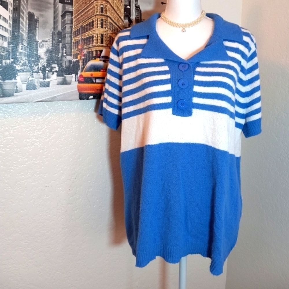 White Stag blouse w stripes size 3X